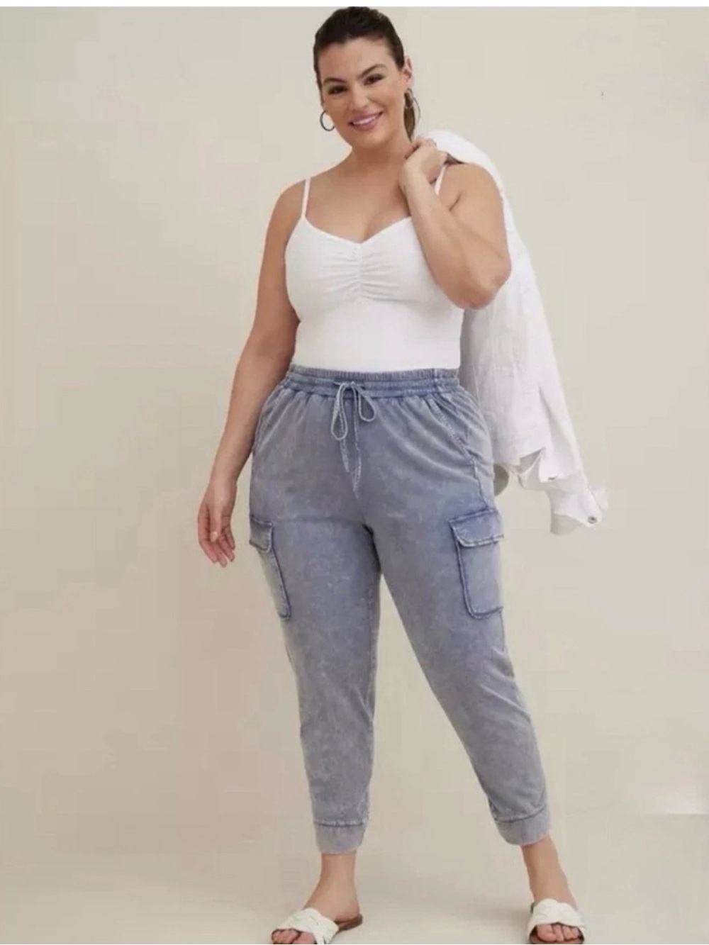 torrid Light Blue Washed Cargo Jogger Pants